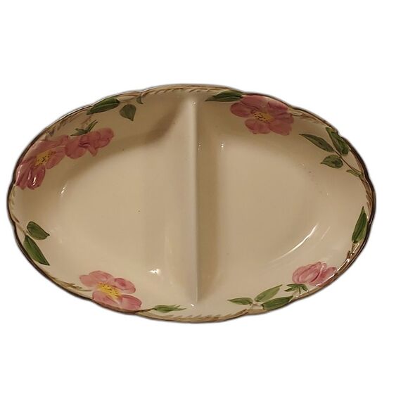 Franciscan Rose Earthenware Desert Rose Oval Divided Serving Bowl - Picture 1 of 7